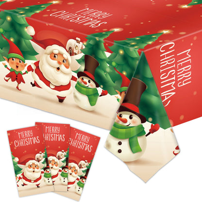 3 Pieces Christmas Tablecloth Holiday Party Tablecloth Christmas Tree Tablecloth Red And Green Christmas Theme Tablecloth Table Cover