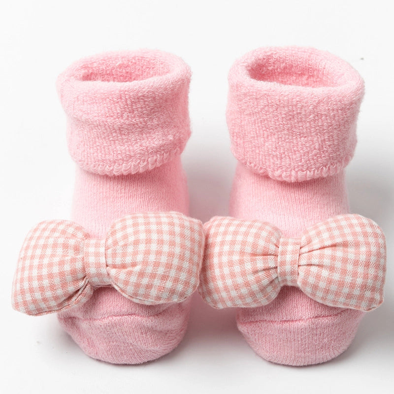 New Newborn Baby Socks Autumn And Winter A Cotton Red Terry Fleece-lined Thickened Non-slip Baby Christmas Floor Socks 1