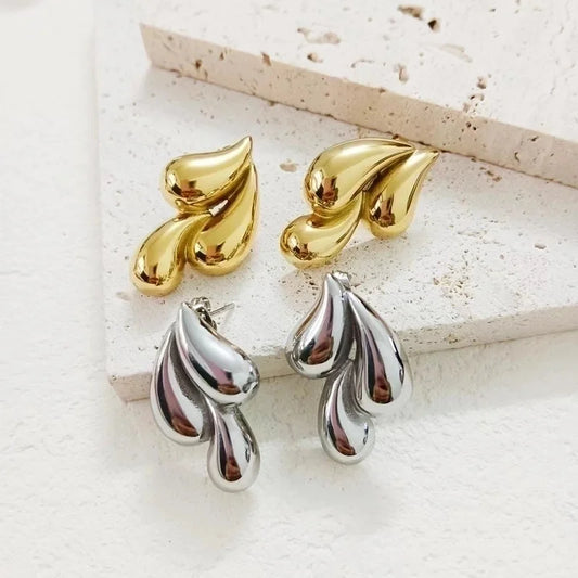 1 Pair Minimalist Water Droplets Plating 304 Stainless Steel 18K Gold Plated Ear Studs