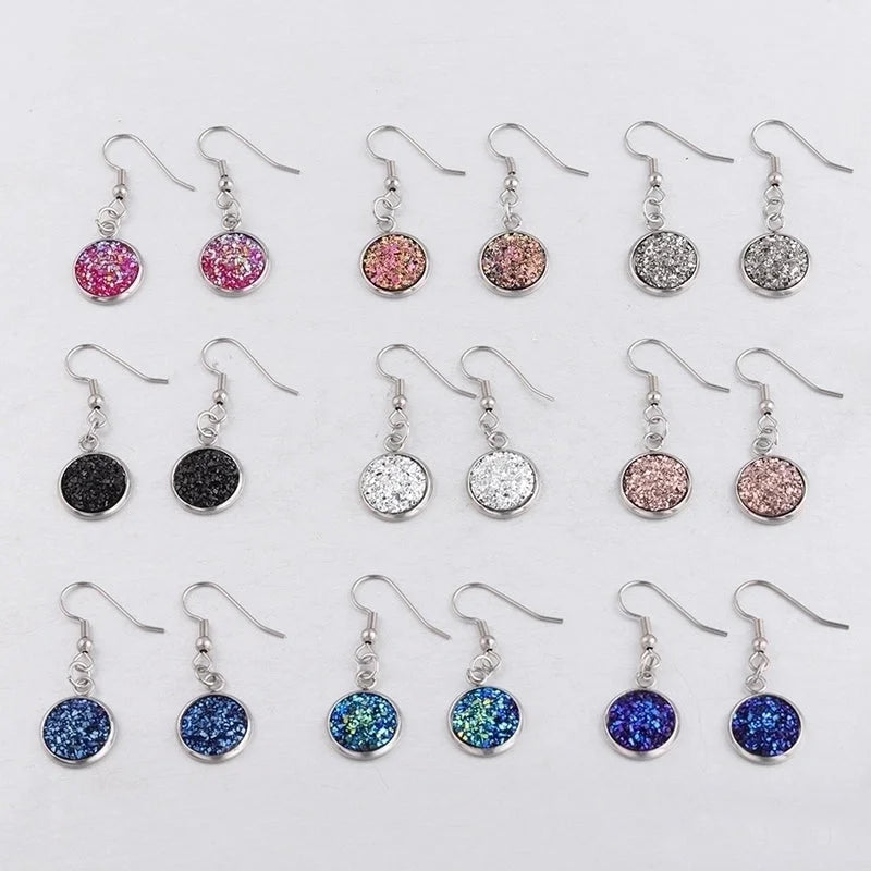 5 Pieces Minimalist Round Stainless Steel Resin Resin None Drop Earrings
