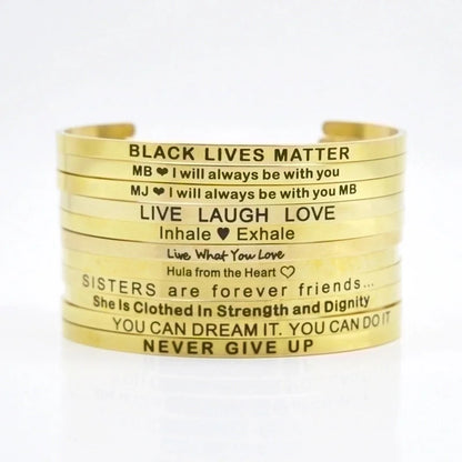 Minimalist Letter Stainless Steel Bangle