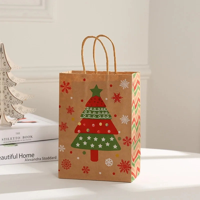 Christmas Cute Christmas Hat Christmas Tree Elk Kraft Paper Daily Gift Bags