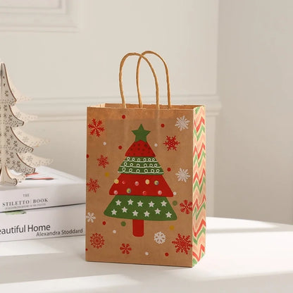 Christmas Cute Christmas Hat Christmas Tree Elk Kraft Paper Daily Gift Bags