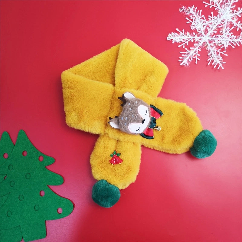 Children's Scarf Autumn And Winter Christmas Gift Elk Scarf Baby Girl Imitation Rabbit Fur Warm Cartoon Baby Scarf