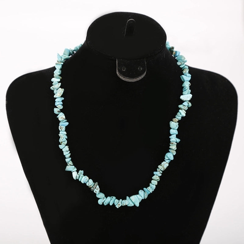 2 Pieces Ethnic Style Geometric Resin Beaded Natural Stone Necklace