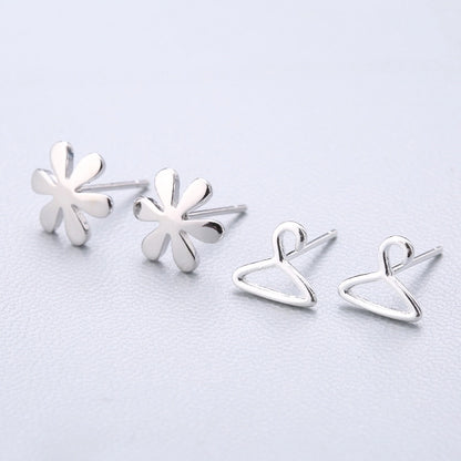 1 Pair Fashion Star Heart Shape Fish Tail Sterling Silver Plating Ear Studs