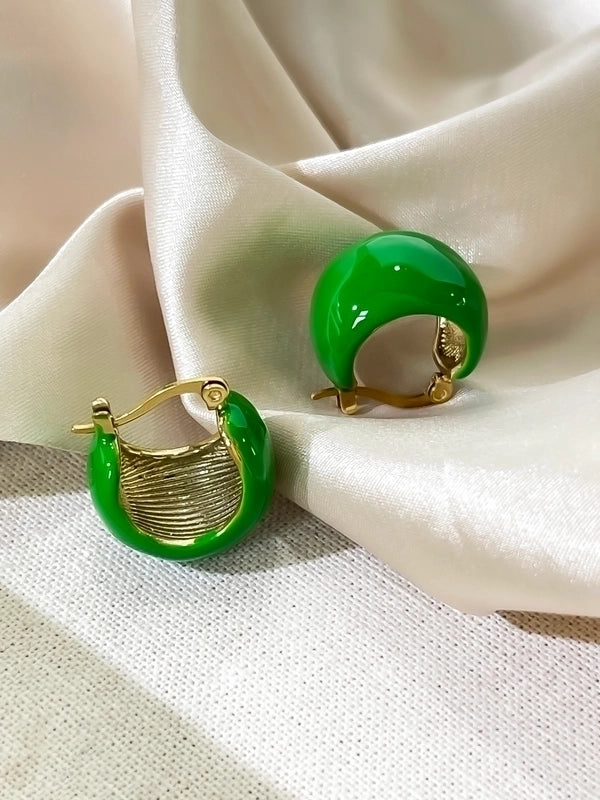 1 Pair Exaggerated Minimalist Solid Color Enamel Stainless Steel 18K Gold Plated Earrings