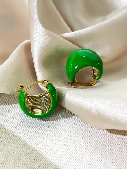 1 Pair Exaggerated Minimalist Solid Color Enamel Stainless Steel 18K Gold Plated Earrings