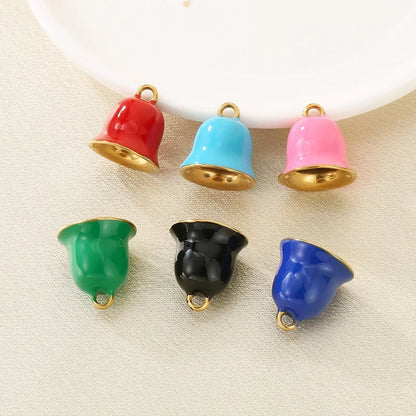 Stainless Steel Colorful Enamel Oil Drop Bell Pendant Christmas Gift Series Colorful Diy Accessories Pendant