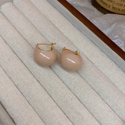 1 Pair Retro Ball Enamel Plating Copper Hoop Earrings