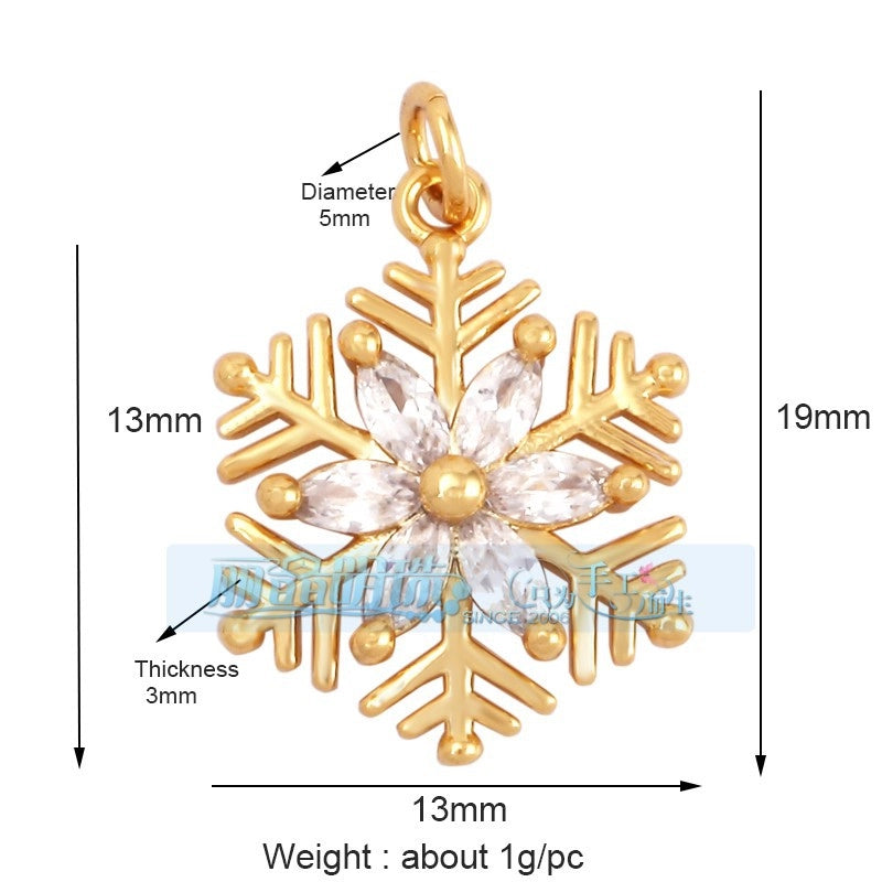 1 Piece Copper Geometric Heart Shape Snowflake Pendant Jewelry Accessories