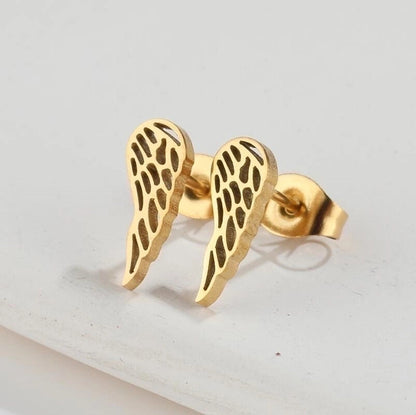 1 Pair Fashion Wings Plating 304 Stainless Steel 18K Gold Plated Ear Studs