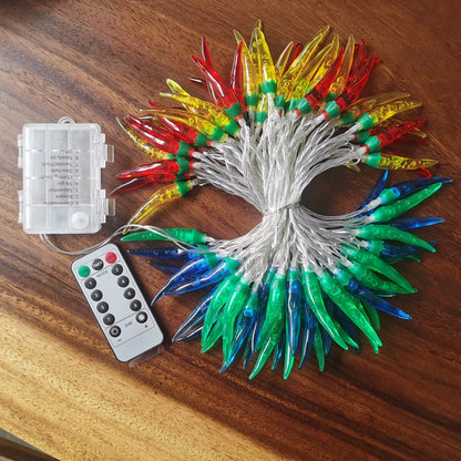 LED Red Pepper Colored Lights String Lights Flashing Lights New Year Christmas Holiday Decorative Atmosphere Lights New Year Home Layout Lighting