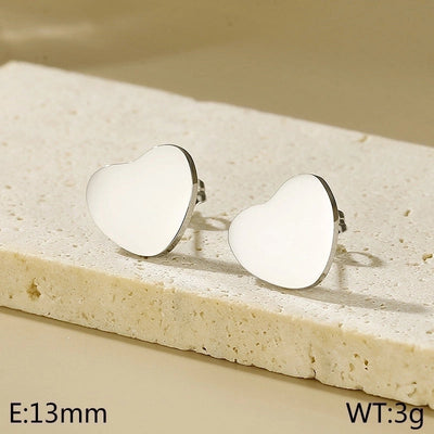 1 Pair Minimalist Heart Shape Titanium Steel Gold Plated Ear Studs