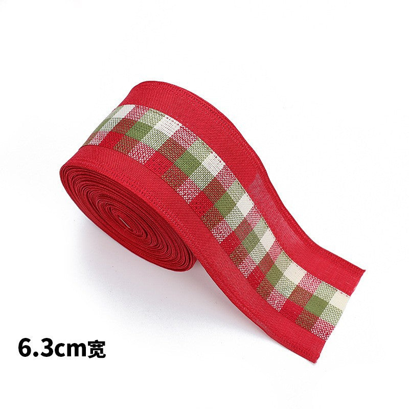 Christmas Ribbon Burlap Ribbon Christmas Atmosphere Ribbon Decoration Supplies Snowflake Bow Red Gold Edge Burlap Ribbon