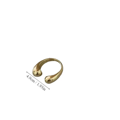 Minimalist Solid Color Alloy Plating 18K Gold Plated Women's Open Rings