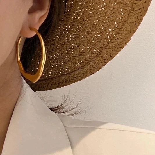 1 Pair Minimalist Solid Color Plating 304 Stainless Steel 16K Gold Plated White Gold Plated Gold Plated Hoop Earrings