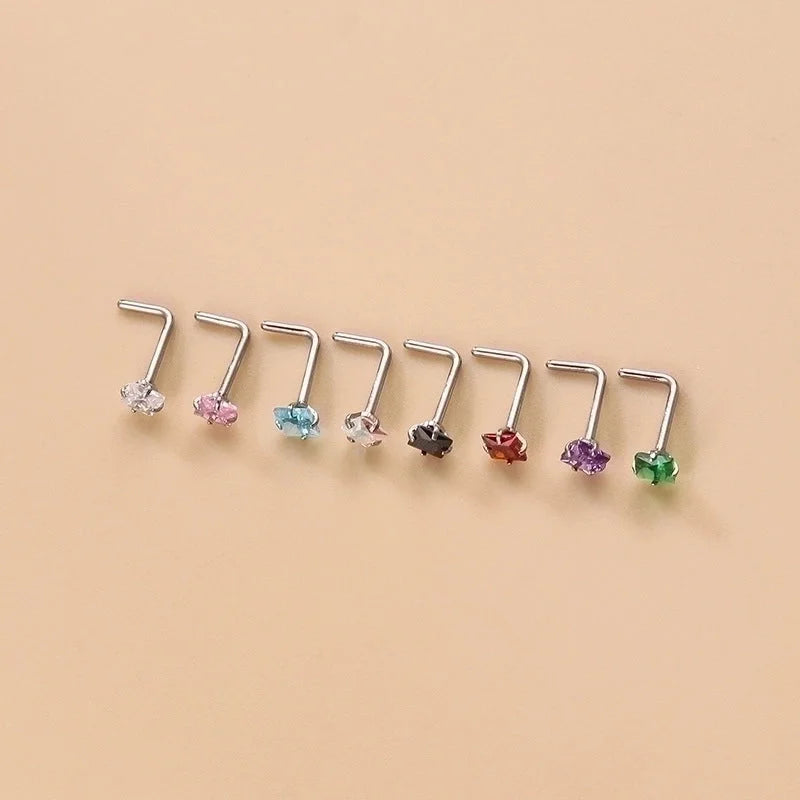 1 Piece Nose Rings & Studs Fashion Geometric 316L Stainless Steel Zircon