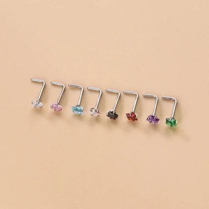 1 Piece Nose Rings & Studs Fashion Geometric 316L Stainless Steel Zircon