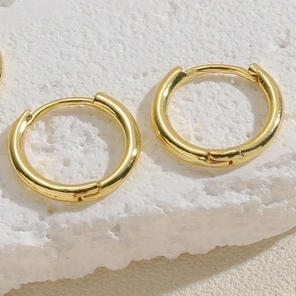 1 Pair Cute Minimalist Commute Square Plating Inlay Copper Zircon 14k Gold Plated Hoop Earrings