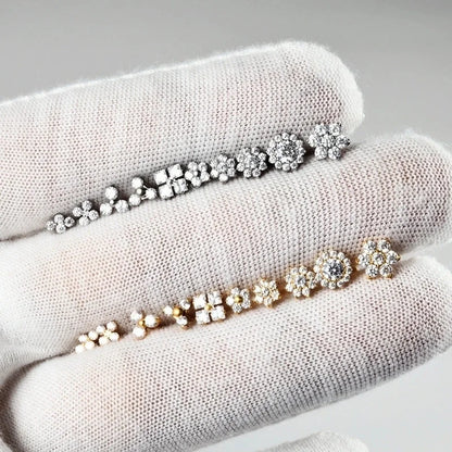 2 Pieces 3 Pieces Lip Rings Casual Elegant Vacation Triangle Flower G23 Titanium Zircon Zircon 18K Gold Plated Lip Rings Ear Cartilage Rings & Studs