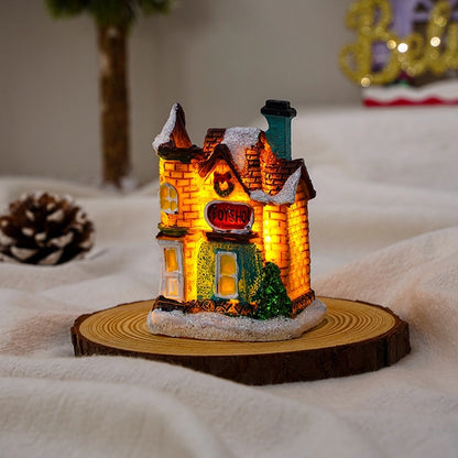 Christmas Small Ornaments Holiday Decorations Christmas Eve House Micro Landscape Luminous Desktop Window Scene Layout Gift