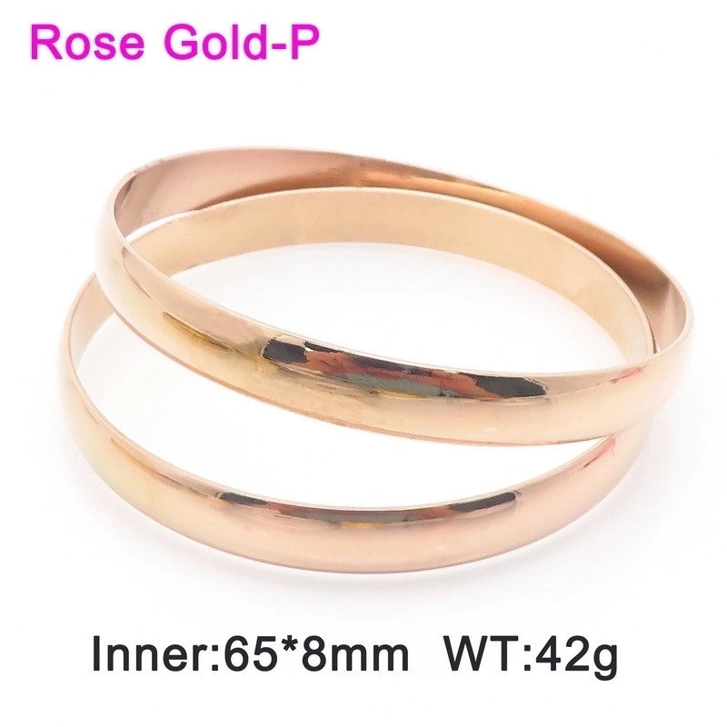 Minimalist Round Stainless Steel 18K Gold Plated Bangle In Bulk