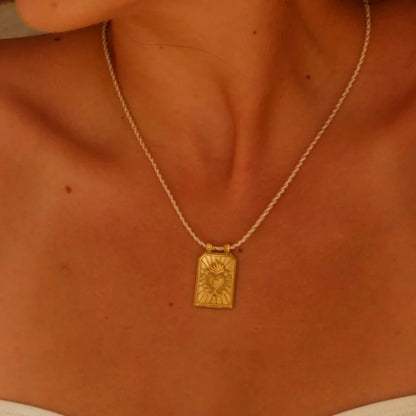 Copper Gold Plated Enamel Tarot Pendant Necklace