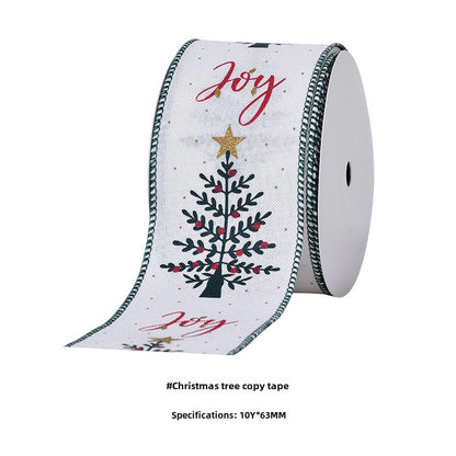 YAMA Boutique Christmas Snow Velvet Copy Edge Ribbon Christmas Decoration Ribbon Christmas Tree Gift Packaging Iron Wire Ribbon