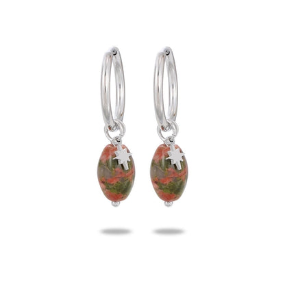 304 Stainless Steel Natural Stone Minimalist Plating Geometric Star Drop Earrings