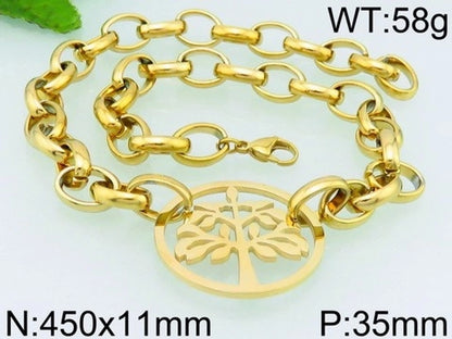 Fashion Tree Titanium Steel Plating Hollow Out Bracelets Necklace