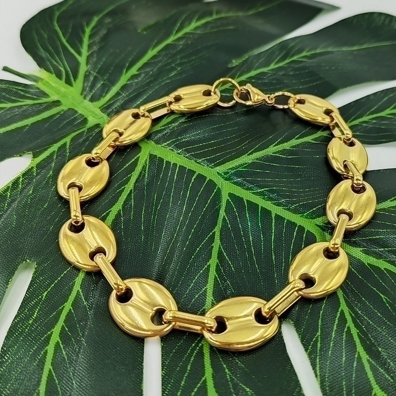 304 Stainless Steel 18K Gold Plated Streetwear Plating Solid Color Bracelets Necklace