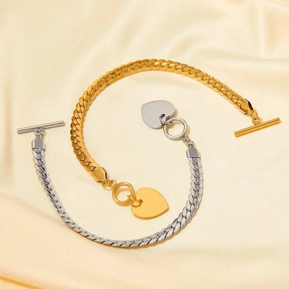Fashion Heart Shape Stainless Steel Plating Bracelets Necklace