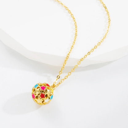 Fashion Pentagram Ball Copper Enamel Pendant Necklace 1 Piece