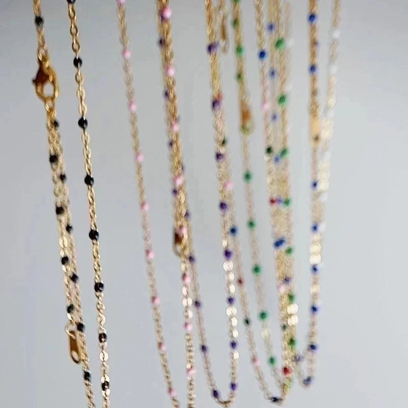 Titanium Steel 18K Gold Plated Minimalist Geometric Enamel Necklace