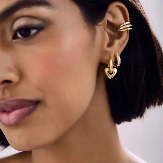 1 Pair Retro French Style Star Moon Flower Polishing 304 Stainless Steel 18K Gold Plated Drop Earrings