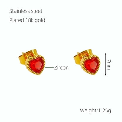 1 Pair Glam Retro Heart Shape Plating Inlay 304 Stainless Steel Rhinestones 18K Gold Plated Drop Earrings
