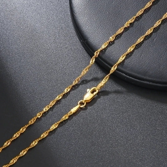 Vintage Style Solid Color Stainless Steel 14K Gold Plated Plating Pendant Necklace