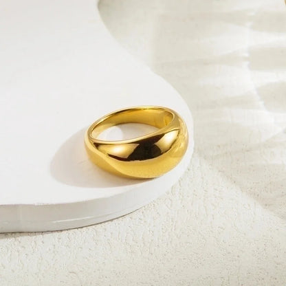 Casual Minimalist Solid Color Stainless Steel 18k Gold Plated Rings