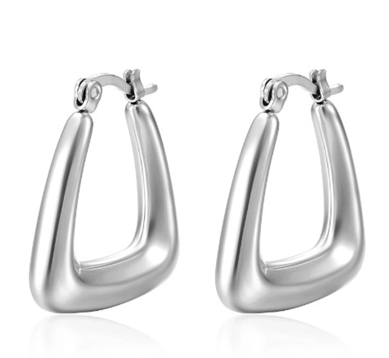 1 Pair Fashion Solid Color Plating 304 Stainless Steel 18K Gold Plated Earrings