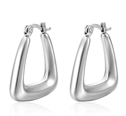 1 Pair Fashion Solid Color Plating 304 Stainless Steel 18K Gold Plated Earrings