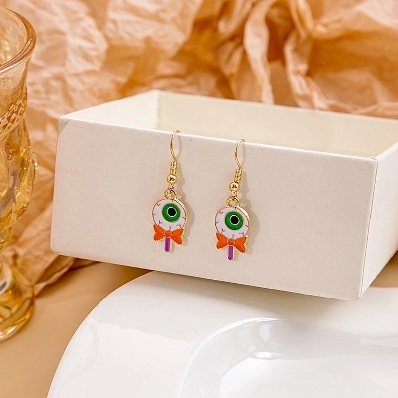 1 Pair Cute Pumpkin Spider Ghost Enamel Alloy Drop Earrings