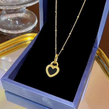 Elegant Classic Style Geometric Moon Bow Knot Titanium Steel Zircon Pendant Necklace