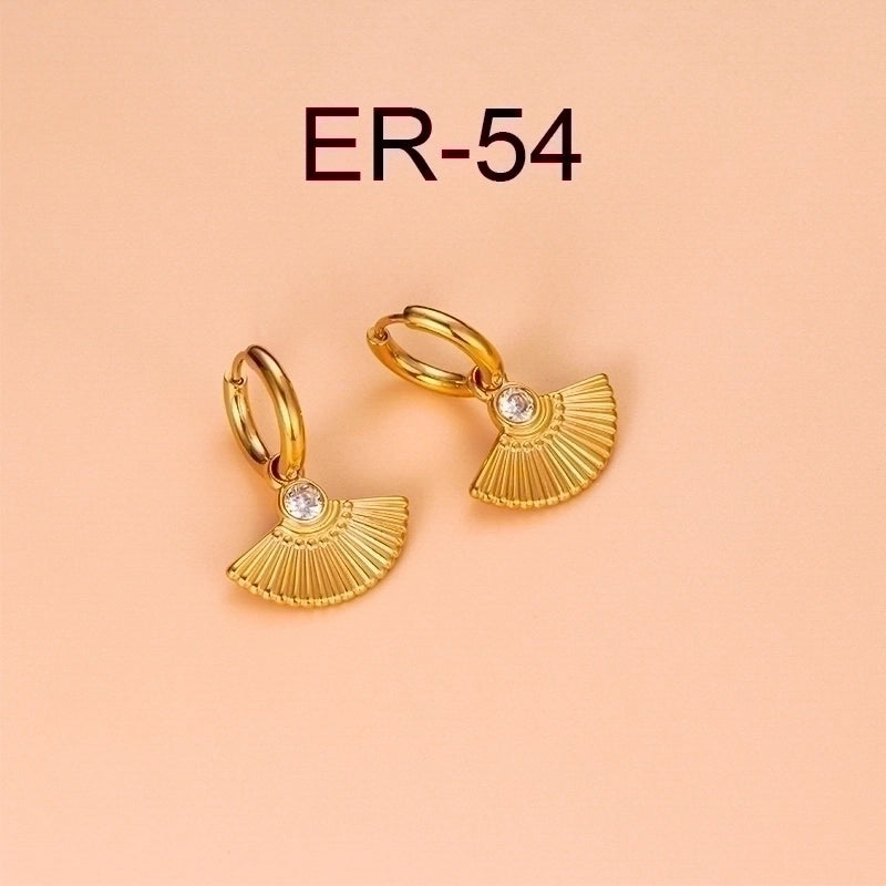 1 Pair Fashion Sector Heart Shape Tassel Gold Plated Inlay 304 Stainless Steel Zircon Stainless Steel Earrings