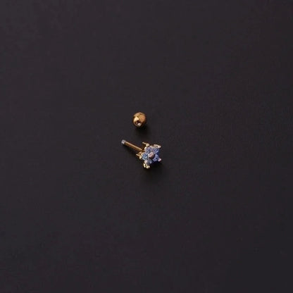 Ear Cartilage Rings & Studs Minimalist Flower Copper Artificial Gemstones