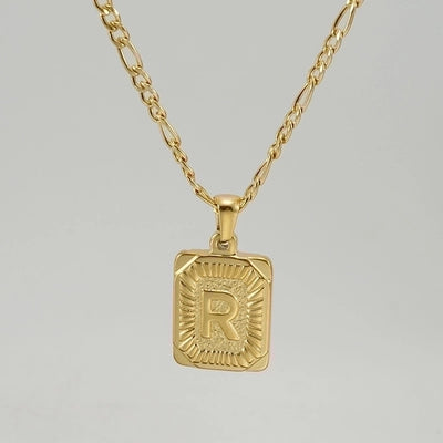 Fashion Letter Rectangle 304 Stainless Steel Titanium Steel 18K Gold Plated Gold Plated Pendant Necklace