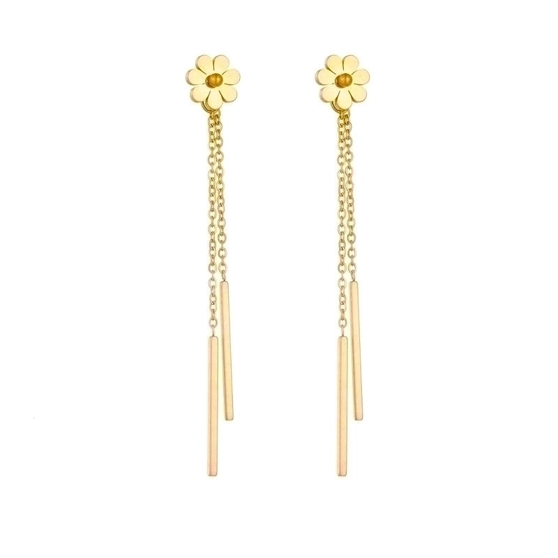 Stainless Steel 18K Gold Plated Elegant Solid Color Solid Color Daisy Earrings Anklet Necklace