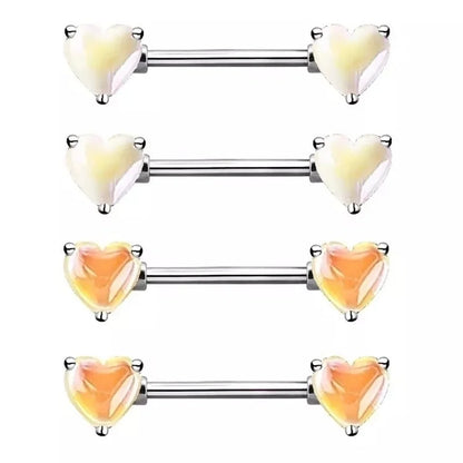 1 Piece Nipple Rings & Studs Sexy Heart Shape 316L Stainless Steel Alloy Plating Inlay Acrylic White Gold Plated Nipple Rings & Studs