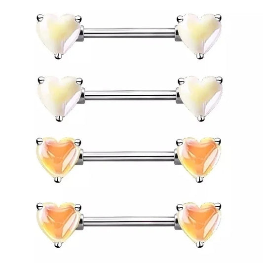 1 Piece Nipple Rings & Studs Sexy Heart Shape 316L Stainless Steel Alloy Plating Inlay Acrylic White Gold Plated Nipple Rings & Studs