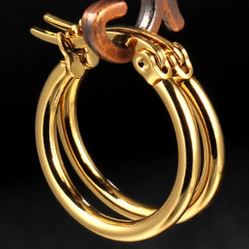 Classic Style Titanium Steel Hypoallergenic Circle Earrings